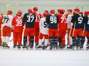 Players take part in the 2023 Calgary Flames Prospects Training Camp at WinSport in Calgary on Thursday, September 14, 2023.
