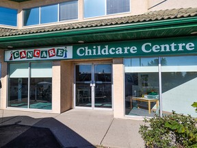 The CanCare Childcare Scenic Acres location was photographed on Saturday, September 16, 2023. The location is one of six additional daycares in Calgary that have been closed after children who attend have tested positive for E. Coli.