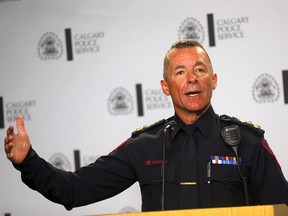 Chief Constable Mark Neufeld of the Calgary Police Service speaks about the violent clash that took place in Falconridge on Saturday in Calgary on Tuesday, September 5, 2023.