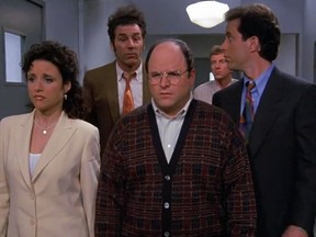 A scene from the Seinfeld finale which aired on May 14, 1998.