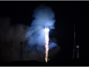 The Soyuz MS-24 spacecraft carrying the International Space Station (ISS) Expedition 70-71 crew of US NASA astronaut Loral O'Hara and Russian Roscosmos cosmonauts Oleg Kononenko and Nikolai Chub blasts off to the ISS from the Moscow-leased Baikonur cosmodrome in Kazakhstan on September 15, 2023.