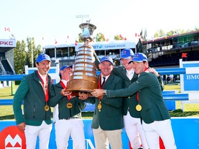 Team Ireland wins the BMO Nations Cup during the Masters at Spruce Meadows in Calgary on Saturday