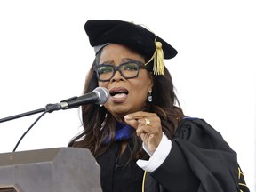 Oprah Winfrey speaks onstage during the 2023 Tennessee State University Commencement ceremony at Hale Stadium at Tennessee State University on May 6, 2023 in Nashville, Tenn.