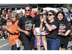 A block party in Vancouver on Sept. 14, organized by the PHS Community Services Society, celebrates the 20th anniversary of Canada's first safe injection site.