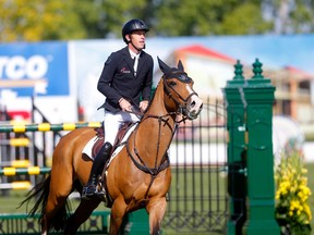 Rider, Scott Brash riding Hello Jefferson from GER competes in the CANA Cup during the Masters at Spruce Meadows in Calgary