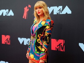 Taylor Swift is pictured at the MTV VMAs in August 2019.