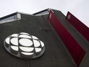 The CBC Radio Canada logo on the Canadian Broadcasting Corporation's building in the 700 block in Vancouver, May 28, 2013.