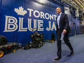 Toronto Blue Jays President and CEO, Mark Shapiro, arrives for an end-of-season media availability at the Rogers Centre in Toronto, Ont. on Thursday October 12, 2023. Ernest Doroszuk/Toronto Sun/Postmedia