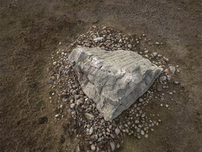 A lovely glacial erratic in a pasture west of Claresholm, Ab., on Tuesday, November 7, 2023.