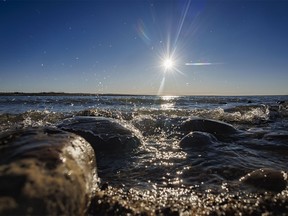 Waves crash on McGregor Lake near Milo, Ab., on Tuesday, November 14, 2023.