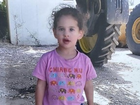 Abigail Edan is shown in this family hand out photo. Abigail Edan is just 3 years old, yet when Hamas militants stormed her kibbutz, Kfar Azza, on Oct. 7 and killed her parents, she knew enough to run to a neighbor's for shelter. The families of children held captive by Hamas say they are adrift in a unique agony among the tragedies of Israel's bloodiest day. (Tal Edan via AP)