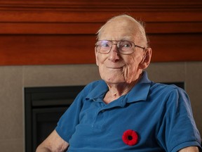 Second World War veteran Stanley Squires, 99, lives at Whitehorn Village in northeast Calgary.
