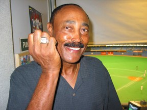 Cito Gaston shows off with his 1992 World Series ring. The former Blue Jays manager missed out on the National Baseball Hall of Fame with Jim Leyland voted in instead with results announced Sunday, Dec. 3, 2023.