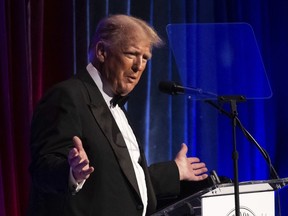 Former President Donald Trump speaks during the New York Young Republican Club's annual gala at Cipriani Wall Street, Saturday, Dec. 9, 2023.