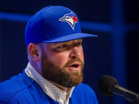 Blue Jays manager John Schneider during a news conference at the Rogers Centre in Toronto, Ont. on Friday Oct. 21, 2022.