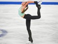 Calgary figure skater Kaiya Ruiter practices her routine at WinSport arena in 2023.