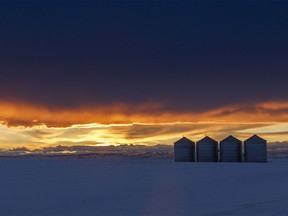 Chinook sunset east of Nanton, Ab., on Tuesday, January 23, 2024.