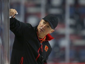 Flames coach Ryan Huska during Calgary Flames training camp at the Saddledome in Calgary on Thursday, September 21, 2023. Jim Wells/Postmedia