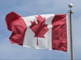A view of the Canadian flag during day one of the Platinum Jubilee Royal Tour of Canada on May 17, 2022 in Saint John's, Canada.