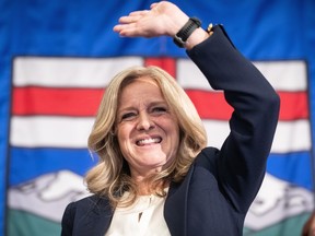 Leader of the NDP Rachel Notley gives her concession speech in Edmonton on May 29, 2023. Alberta's Opposition NDP says it will announce a new leader to replace Notley on June 22.