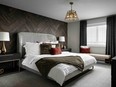 The master bedroom in the Solara  show home by Shane Homes in Cornerstone.