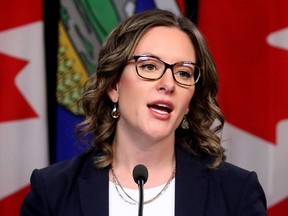 Minister of Environment and Protected Areas Rebecca Schulz, seen in a file photo, announced a program to fund energy-efficiency upgrades at municipal buildings.