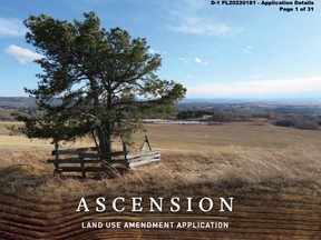 The title page of a presentation to Rocky View County outlining the Ascension housing and retail development proposed for the Bearspaw area.