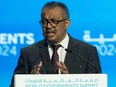 World Health Organization chief Tedros Adhanom Ghebreyesus addresses the opening session of the World Governments Summit in Dubai on Feb. 12, 2024.