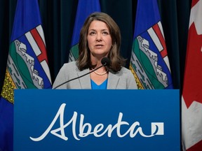 Alberta Premier Danielle Smith gave a televised address onb Wednesday, February 21, 2024.