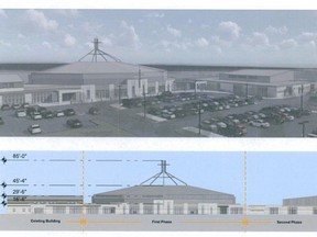 Renderings of a proposed expansion for GraceLife Church, seen in a notification letter supplied to residents near the church's Parkland County campus. The church's profile rose during the COVID-19 pandemic when its pastor, James Coates, was jailed for refusing to follow restrictions on in-person worship.