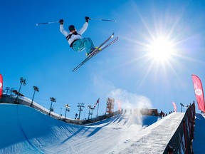 Competitors train before a qualifying round for the FIS freestyle halfpipe World Cup at Canada Olympic Park in Calgary on Friday.