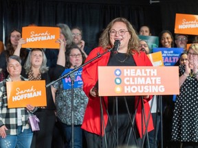 Sarah Hoffman, MLA for Edmonton-Glenora and former Deputy Premier and Minister of Health, officially launches her campaign for the leadership of the Alberta NDP on Sunday, Feb. 11, 2024 in Edmonton. Greg Southam-Postmedia