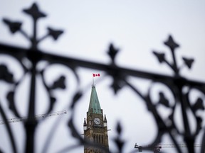 The Peace Tower is pictured on Parliament Hill in Ottawa on Tuesday, Dec. 19, 2023.
