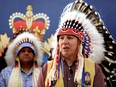 Treaty 8 Grand Chief Arthur Noskey takes part in a press conference at the Edmonton Police Service Northwest Division, in Edmonton Friday Feb. 23, 2024.