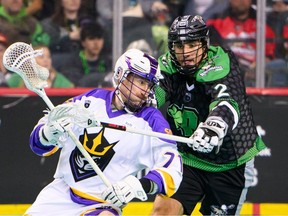 CALGARY, AB - MARCH 15, 2024: San Diego Seals versus the Calgary Roughnecks at the Scotiabank Saddledome on Friday night