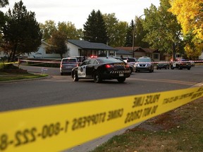 Calgary police investigate a fatal stabbing in the 100 block of Lynnview Road S.E. on Tuesday, September 22, 2020.