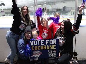 A community rally was held at the Cochrane Arena on March 28 to raise awareness of the Kraft Hockeyville competition.
