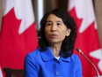 Chief Public Health Officer Dr. Theresa Tam speaks during a press conference in Ottawa on Monday, June 19, 2023. Tam issued a statement Wednesday saying the Public Health Agency of Canada is aware of 40 measles cases in Canada so far this year.THE CANADIAN PRESS/Sean Kilpatrick