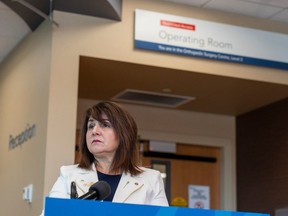 Health Minister Adriana LaGrange announced $618 million in funding for clearing the province's surgical backlog on Thursday, March 21, 2024, in Edmonton.