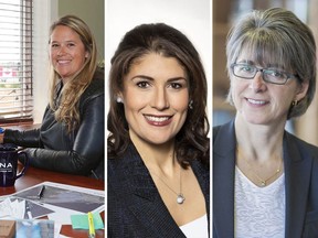 A composite image of (L-R) Jennifer Massig, Nuvyn Peters and Lorraine Mitchelmore. Massig and Mitchelmore are being honoured at this year's Calgary Influential Women in Business Awards, which Peters' nonprofit hosts.