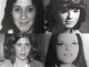 Clockwise from top left: Eva Dvorak, Patricia McQueen, Melissa Rehorek and Barbara Maclean have been linked to serial killer Gary Allen Srery, RCMP said on Friday, May 17, 2024. Composite image/courtesy Alberta RCMP