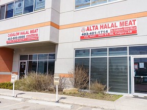 Wholesaler Cadalow Halal Meat and retail store Alta Halal Meat in northeast Calgary on Monday, April 22, 2024. AHS issued closure orders for several grocery stores accused of buying and selling uninspected meat.