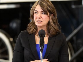 Premier Danielle Smith announced a master plan for passenger rail in Alberta at Heritage Park in Calgary on April 29, 2024.