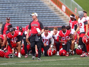 Calgary Stampeders head coach Dave Dickenson during the opening of main camp at McMahon Stadium in Calgary on Sunday, May 12, 2024.