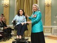 Maayan Ziv, founder of AccessNow, is presented with the Meritorious Service Cross by Governor General Mary Simon during a ceremony at Rideau Hall in Ottawa, on Wednesday, May 8, 2024.