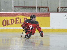 Ottawa's Ben Delaney (10) during a South Korea vs Canada during the 2016 World Sledge Hockey Challenge at the MacLauchlan Arena in Charlottetown, PEI, Canada, on Dec. 5, 2016.