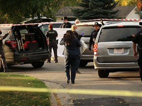 Calgary police investigate a fatal overnight stabbing in the 100 block of Lynnview Road on Tuesday, September 22, 2020.