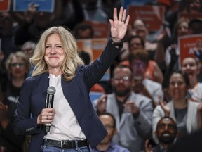 Alberta NDP Leader Rachel Notley attends a campaign rally with supporters in Calgary, Saturday, May 27, 2023.THE CANADIAN PRESS/Jeff McIntosh