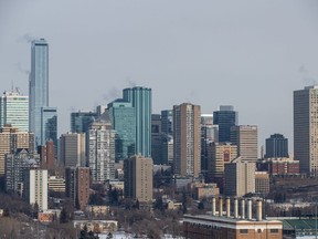 A company proposing to use carbon capture and storage technology to create clean electricity from landfill waste has become the second to secure a carbon price backstop contract through the Canada Growth Fund. The city of Edmonton skyline is shown on Wednesday, Feb.15, 2023.