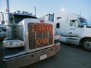 Protesters at the roadblock on Highway 4 outside of Milk River heading toward the Coutts border crossing, as they continue to slow down traffic on Tuesday, February 8, 2022.